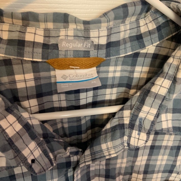 Columbia Men's Short Sleeved Plaid Button Down Shirt Blue White Size XL - Picture 8 of 12